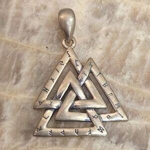 Viking Valknut Sterling Silver Rune Pendant 925 Symbol